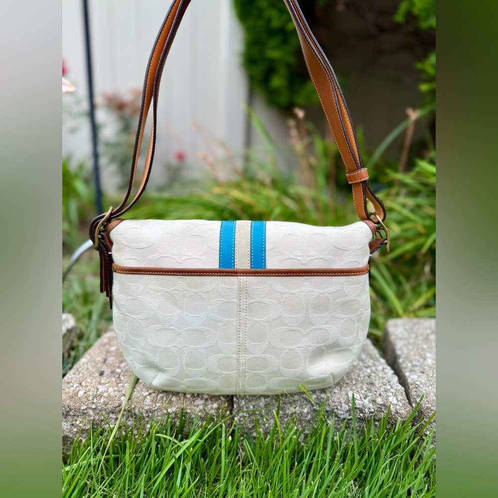Vintage Coach Saddle Bag Suede Stripe Y2K 2004 - Picture 3 of 11